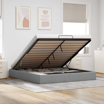 vidaXL - Bedframe - zonder - matras - 200x200 - cm - stof - lichtgrijs