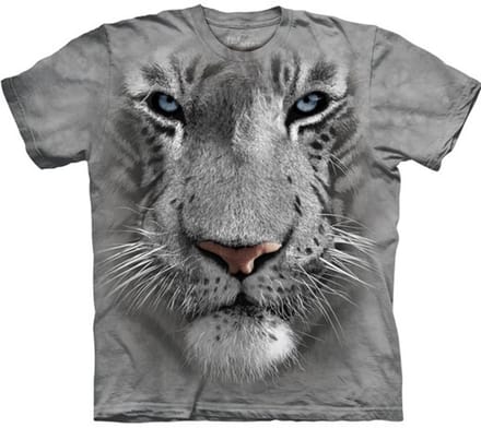 T-shirt White Tiger Face S