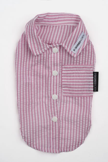 51 Degrees North Seersucker Shirt Pink - Hondenkleding - 40 cm