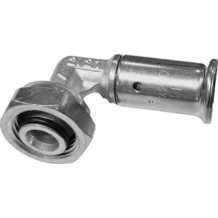 Henco - aansluitbocht - pers x wartel - 16mm x 1/2 - messing vernikkeld