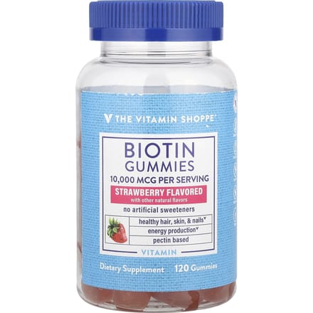 The Vitamin Shoppe, biotine gummies, aardbeiensmaak, 10.000 mcg, 120 gummies (5.000 mcg per gummy)