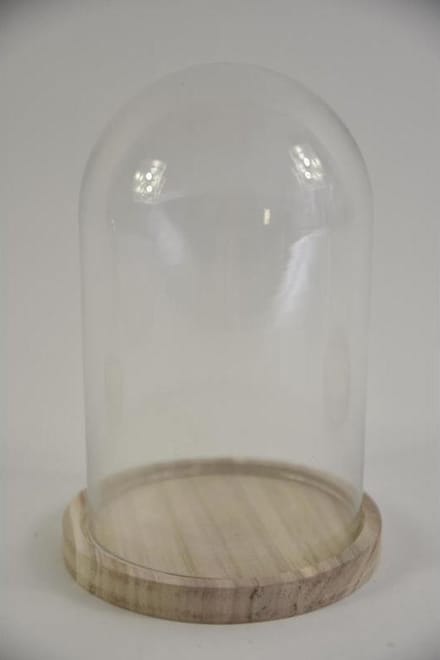 Kerstdecoraties - Stolp Met Houten Voet Ø14 Hoogte 21 Cm