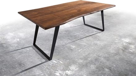 Eettafel Edge acacia bruin 200x100 metaal schuin Live-Edge