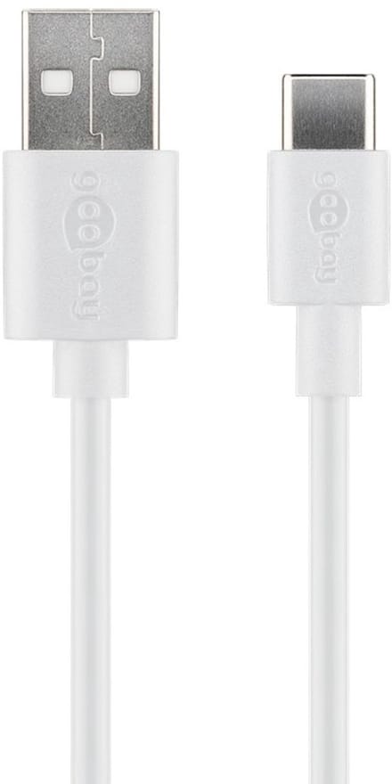USB-C naar USB-A kabel - USB2.0 - tot 1A / wit - 2 meter