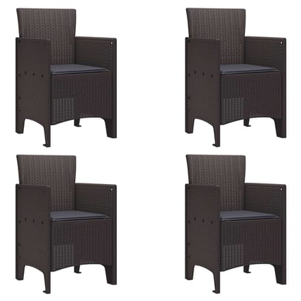 vidaXL Tuinstoel met kussen 4 pcs Bruin 53 x 49 x 85 cm Polypropyleen