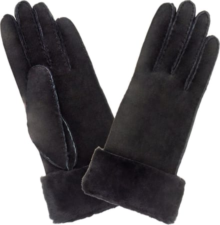 Petit Bois Handschoen Dames - Leer - Maat 7,5 - Omgekeerd lam - Zwart