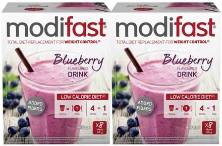 Modifast Weight Control Milkshake Blueberry - 2 x 8 x 55 gr - Voordeelverpakking