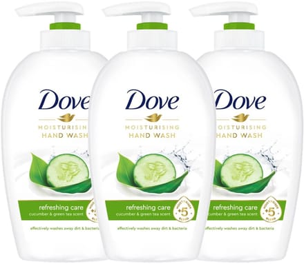 Dove Moisturising Hand Wash – Refreshing Care – 250 ml – 3-pack – Komkommer & Groene Thee