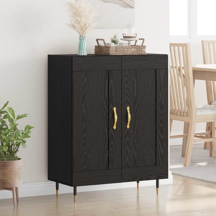 vidaXL - Dressoir - Zwart - Eiken - 69,5 - x - 34 - x - 90 - cm - Bewerkt - hout