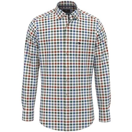 Fynch-Hatton Overhemd Classic Combi Check Button Down Rust-Multi / male
