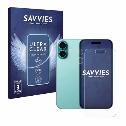 Savvies - Screenprotector voor Apple iPhone 16 (Voor+Camera) - Folie Beschermfolie transparant 6 Stuks
