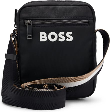 BOSS Orange Catch 3.0 Heren Crossbody Tas met Handtekening Gestreepte Riem