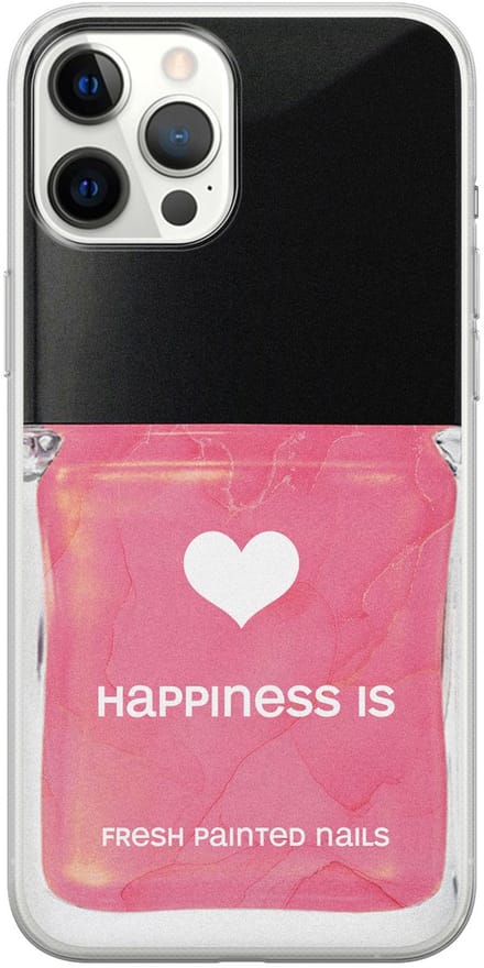 Leuke Telefoonhoesjes - Hoesje geschikt voor iPhone 12 Pro Max - Nagellak - Soft case - TPU - Print / Illustratie - Roze