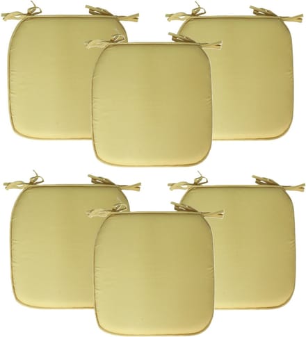 Progarden Stoelkussen Anna - 6x - binnen/buiten - geel - 39 x 39 x 3 cm - polyester