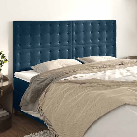 vidaXL - Hoofdbord - donkerblauw - 160x5x118/128 - cm - fluweel