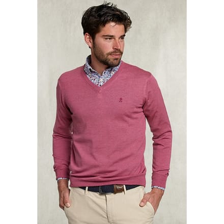 River Woods Basic Merino V-neck Pullover Dark Sugar Pink Mix Pink Taglia: S | Maglioni a maglia Outlet | Uomo | Rosa