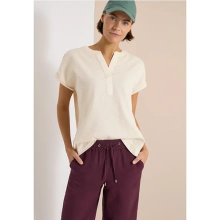 Blouse met overhangende schouders in seersucker kwaliteit