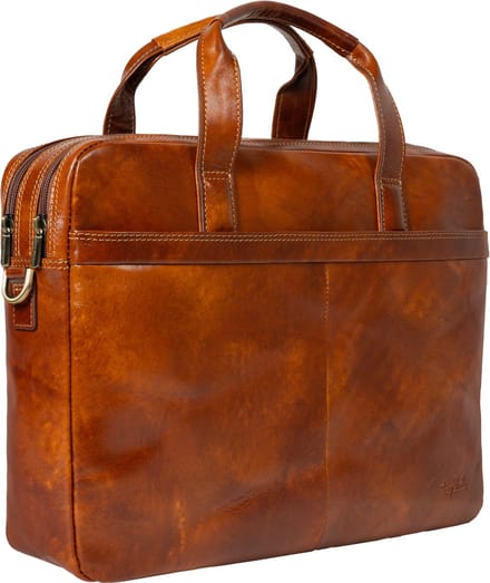 Tony Perotti Leren Laptoptas 14 inch van Gogh 2-vaks Cognac