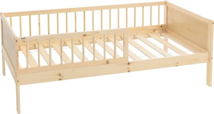 ML-Design naturel serie kinderbed 80x160 cm naturel met lattenbodem uitvalbescherming en massief grenenhout stabiel houten bed voor meisjes en jongens junior bed met speelbed kinderbed design en stevig vloerbed voor peuters en kinderen