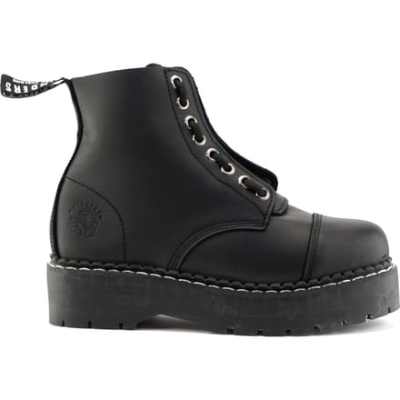 Grinders Unisex Zwarte Leren Enkel Casual Zip Laarzen - Cameron ACS