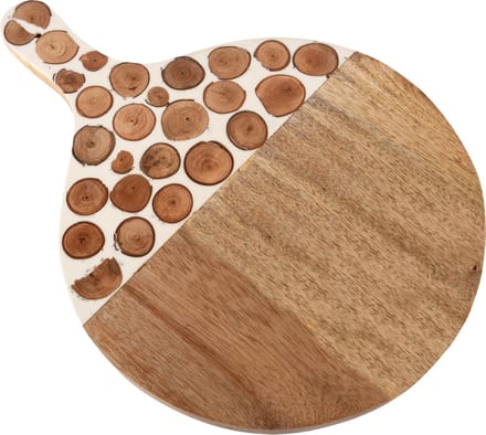 Dekoratief | Serveerplank rond 'Timber', naturel, hout, 36x25x2cm | A248413