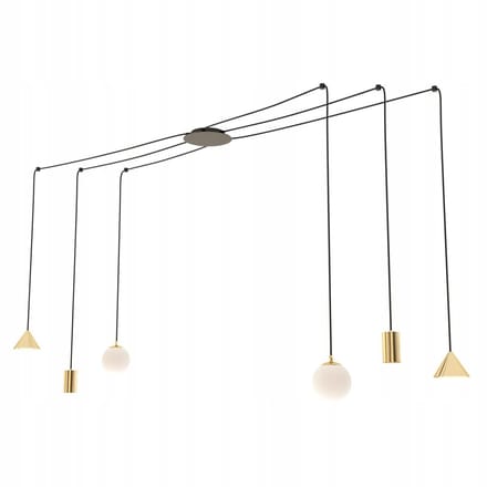 Emibig FUJI 6 GOLD Hanglamp Staal Goud/Zwart E14/GU10/GX53