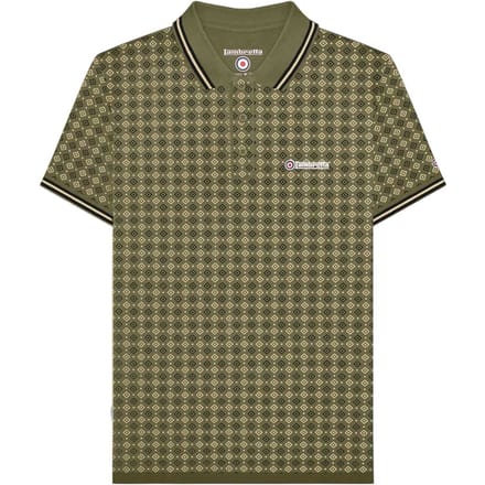 Lambretta Heren SS25 Geometrisch Poloshirt (Kaki Groen)