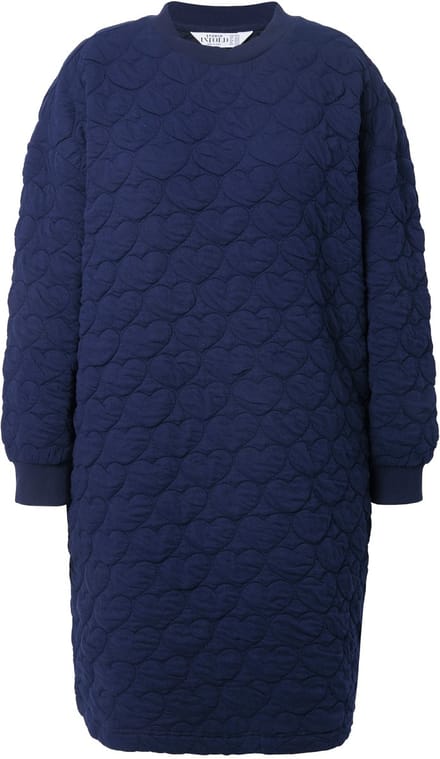 Studio Untold - Dames - Mini-sweatjurk oversized HEART-stiksel - Marine - Maat 42+