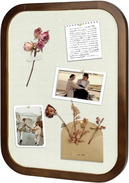 Prikbord van kurk met linnen, 33 x 43 cm, ideaal voor kantoor, school en thuis, decoratief en functioneel