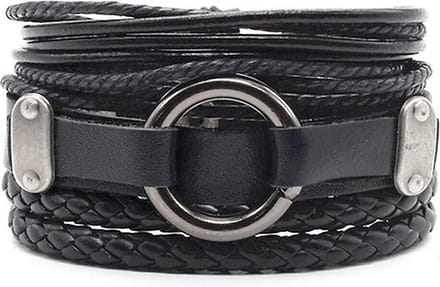 Montebello Armbanden Beata Black - Leer - 316L Steel - 3-delig