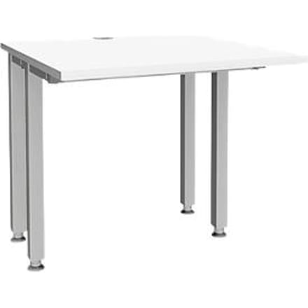 Schäfer Shop Genius MODENA FLEX bureau, 4-poots vierkante buis, ingekorte zijpanelen, B 800 mm, wit