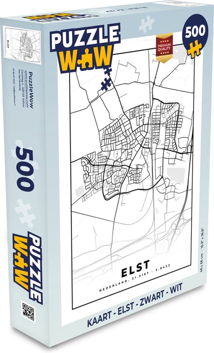 Puzzel Kaart - Elst - Zwart - Wit - Legpuzzel - Puzzel 500 stukjes