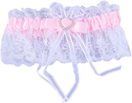 Kousenband Set - Bruids Accessoire - Bruiloft Versiering - Strass Versiering - 6 x 18 cm - Roze