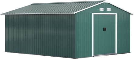 Outsunny-Gerätehaus-Stahl-386L x 340B x 200H cm-Dunkelgrün