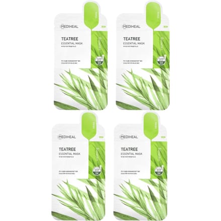 MEDIHEAL, arbre à thé, masque de beauté essentiel, 4 feuilles, 24ml (0,81 fl oz) chaque beige