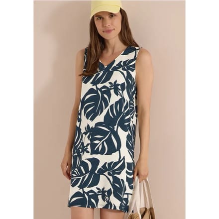 Knielange jersey jurk met V-hals en print