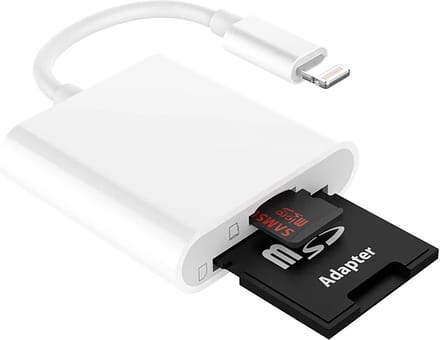 Ibley Pro 2-in-1 Lightning SD/microSD kaartlezer – iPhone & iPad – Plug & Play – Wit