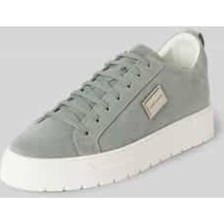 Sneakers van leer met labeldetail