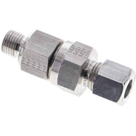 10L (M16x1.5) & G1/4'' Regeling-Uit RVS Terugslagklep Snijring Buitendraad 0.2-250 bar ISO 8434-1