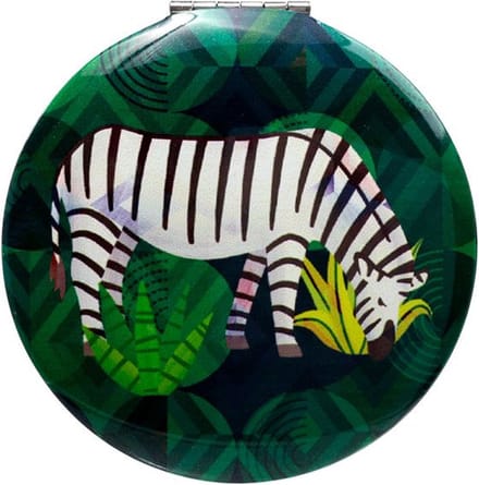 Spiegeltje Make-Up Compact Klep - Animals Kingdom - Dierenrijk - Zebra - 6.5x6.5x1cm