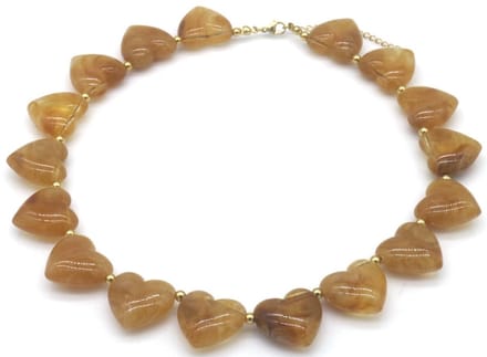 Ketting met acryl hartjes - RVS - bruin - 40-45 cm - dames – valentijn – cadeau