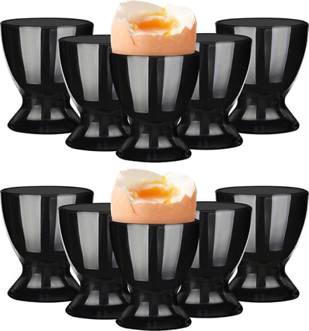 Glasmark Eierdopjes - set 24x - porselein - zwart - 6 cm - in luxe stijl