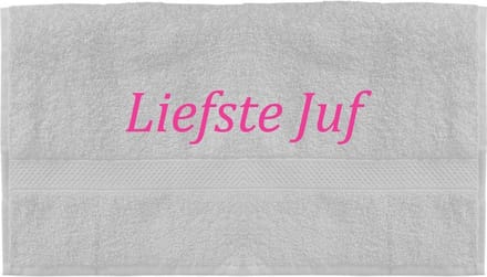 Handdoek - Liefste Juf - 100x50cm - Wit