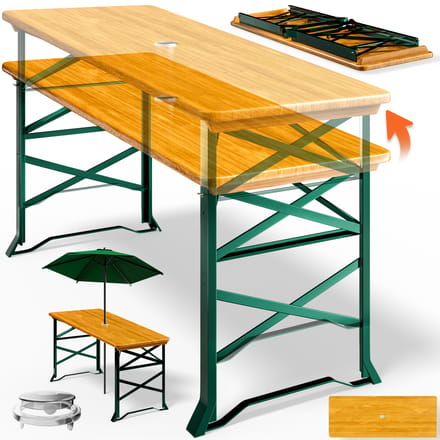 Deuba Houten Tafel – Vouwbaar & Hoogte Verstelbaar – 170x50x75cm Bruin