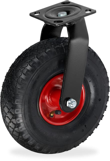 Zwenkwiel - 3.00-4 - zwart - rood - rubber