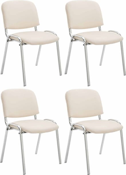 CLP Ken Set van 4 stoelen - Met Chroom - Kunstleer creme