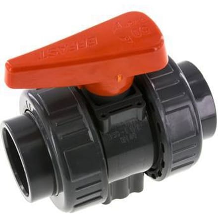 PVC 2-weg Kogelkraan Dubbele Wartel 50 mm Sok FKM