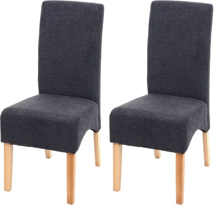 Set van 2 Latina eetkamerstoelen, keukenstoel, stof/textiel MVG-gecertificeerd ~ donkergrijs, lichte poten