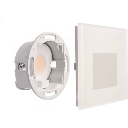 Deko-Light LED wand inbouwlamp SET Alwaid, mat glas, 8 x 8 cm, 2.700 K