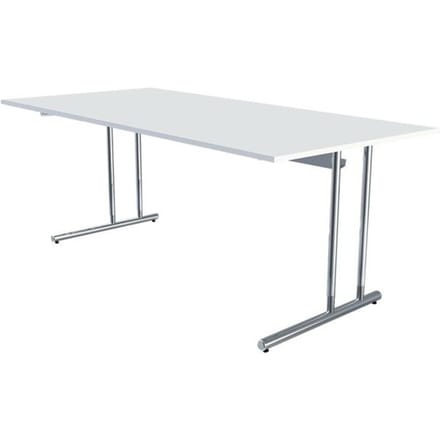 Bureautafel Toledo, in hoogte verstelbaar, rechthoek, C-poot-onderstel, breedte 2000 mm, wit